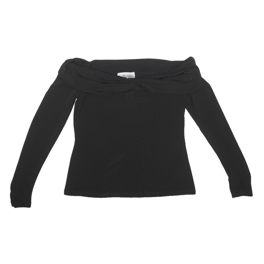 COAST Womens Black Off Shoulder Long Sleeve Top UK 10 Elastane Stretch