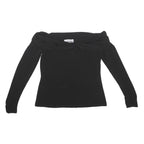 COAST Womens Black Off Shoulder Long Sleeve Top UK 10 Elastane Stretch