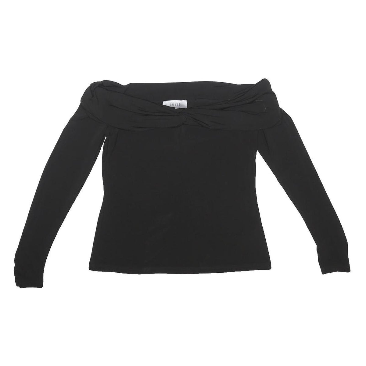 COAST Womens Black Off Shoulder Long Sleeve Top UK 10 Elastane Stretch
