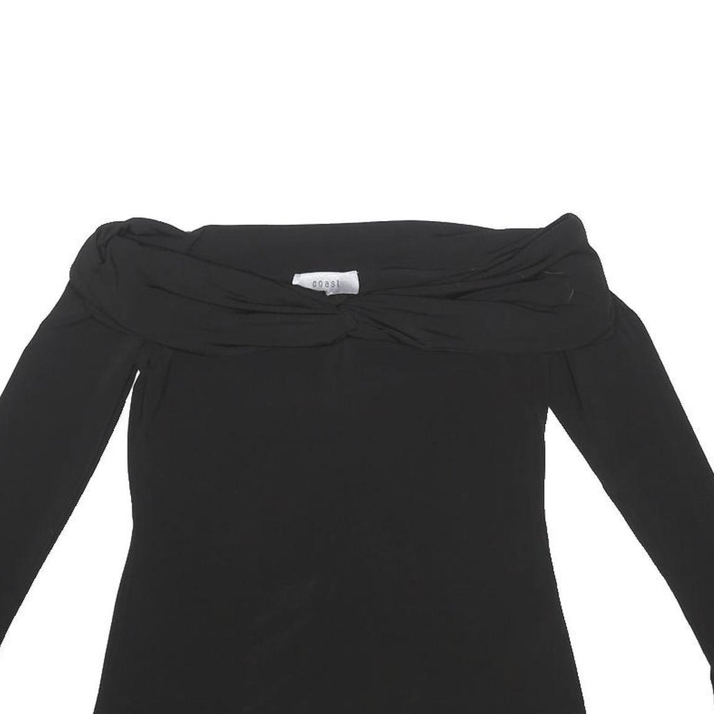 COAST Womens Black Off Shoulder Long Sleeve Top UK 10 Elastane Stretch