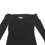 COAST Womens Black Off Shoulder Long Sleeve Top UK 10 Elastane Stretch