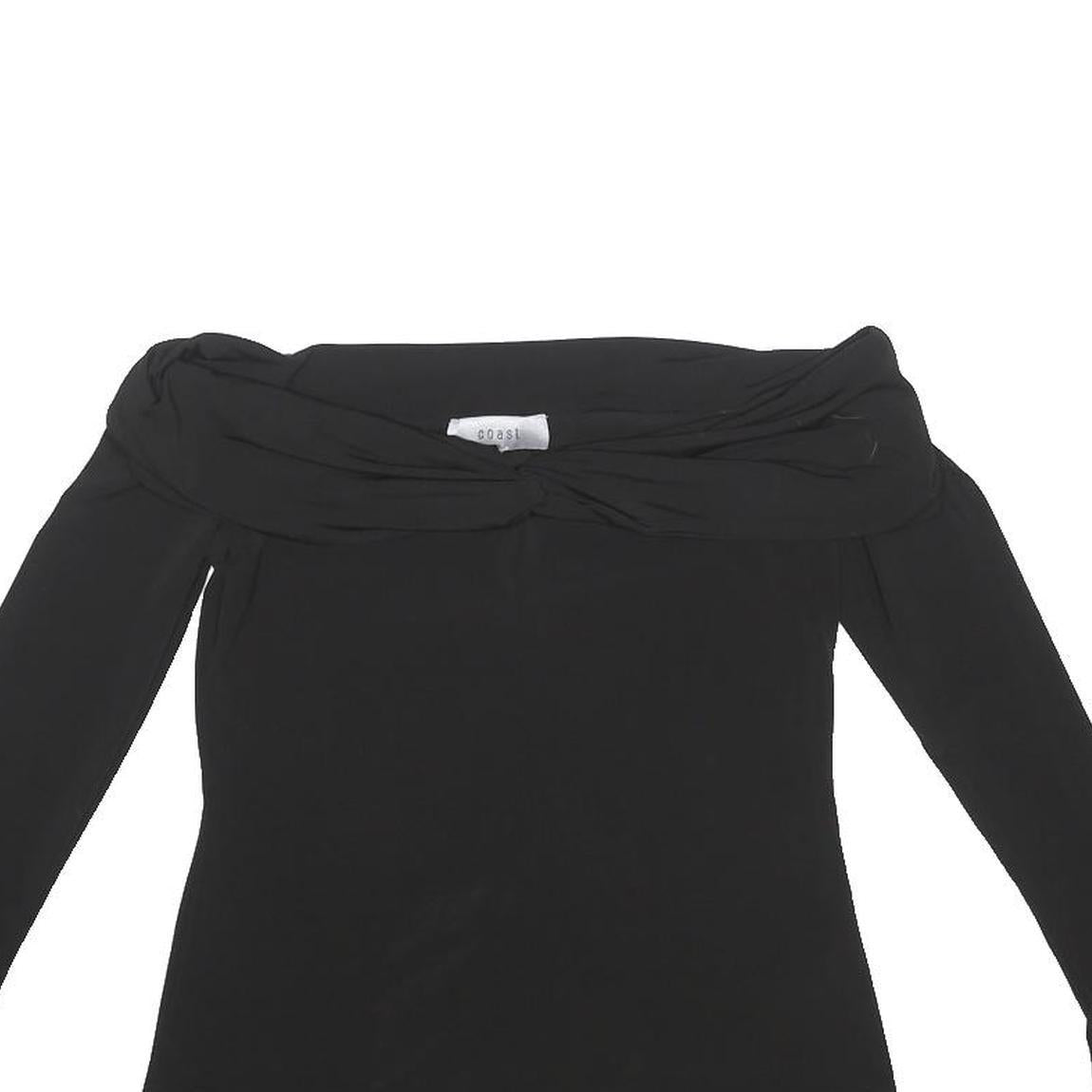 COAST Womens Black Off Shoulder Long Sleeve Top UK 10 Elastane Stretch