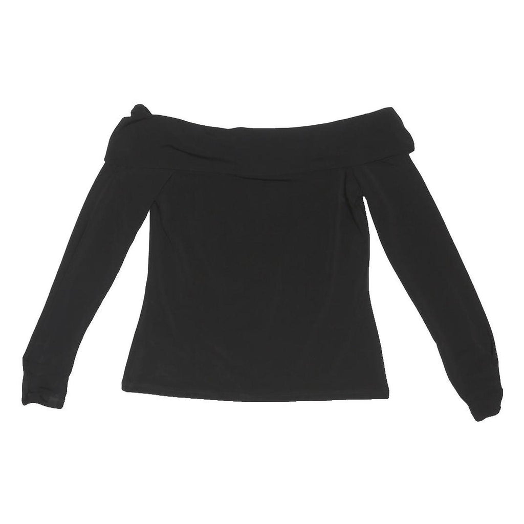 COAST Womens Black Off Shoulder Long Sleeve Top UK 10 Elastane Stretch