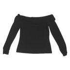 COAST Womens Black Off Shoulder Long Sleeve Top UK 10 Elastane Stretch