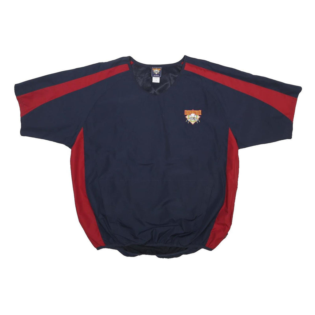 COOPERSTOWN Mens Blue & Red Graphic T-Shirt M Short Sleeve V-Neck Colourblock