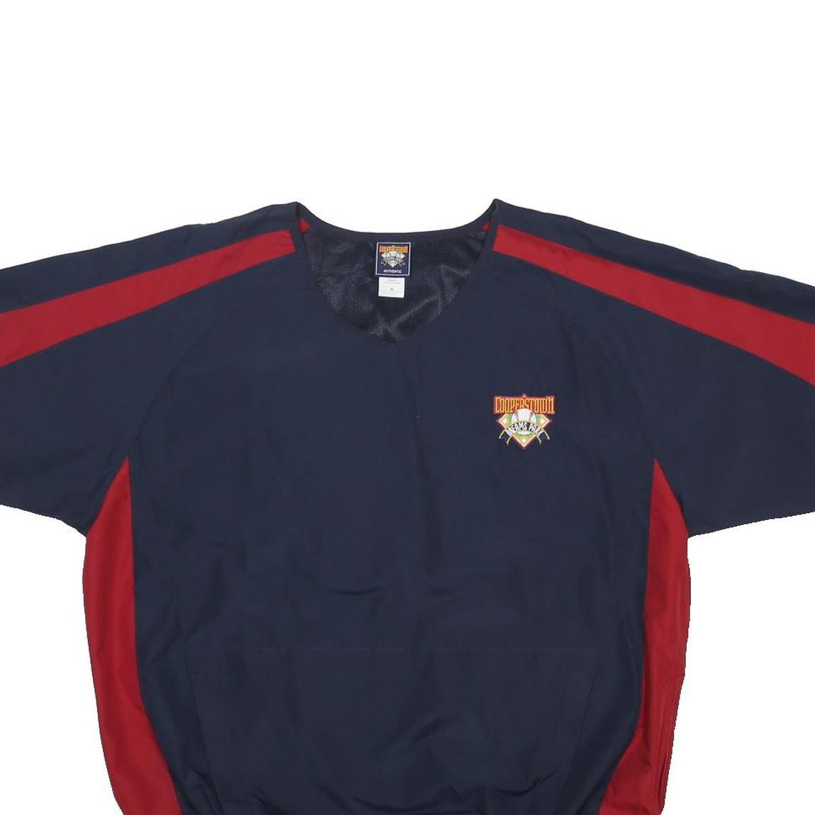 COOPERSTOWN Mens Blue & Red Graphic T-Shirt M Short Sleeve V-Neck Colourblock