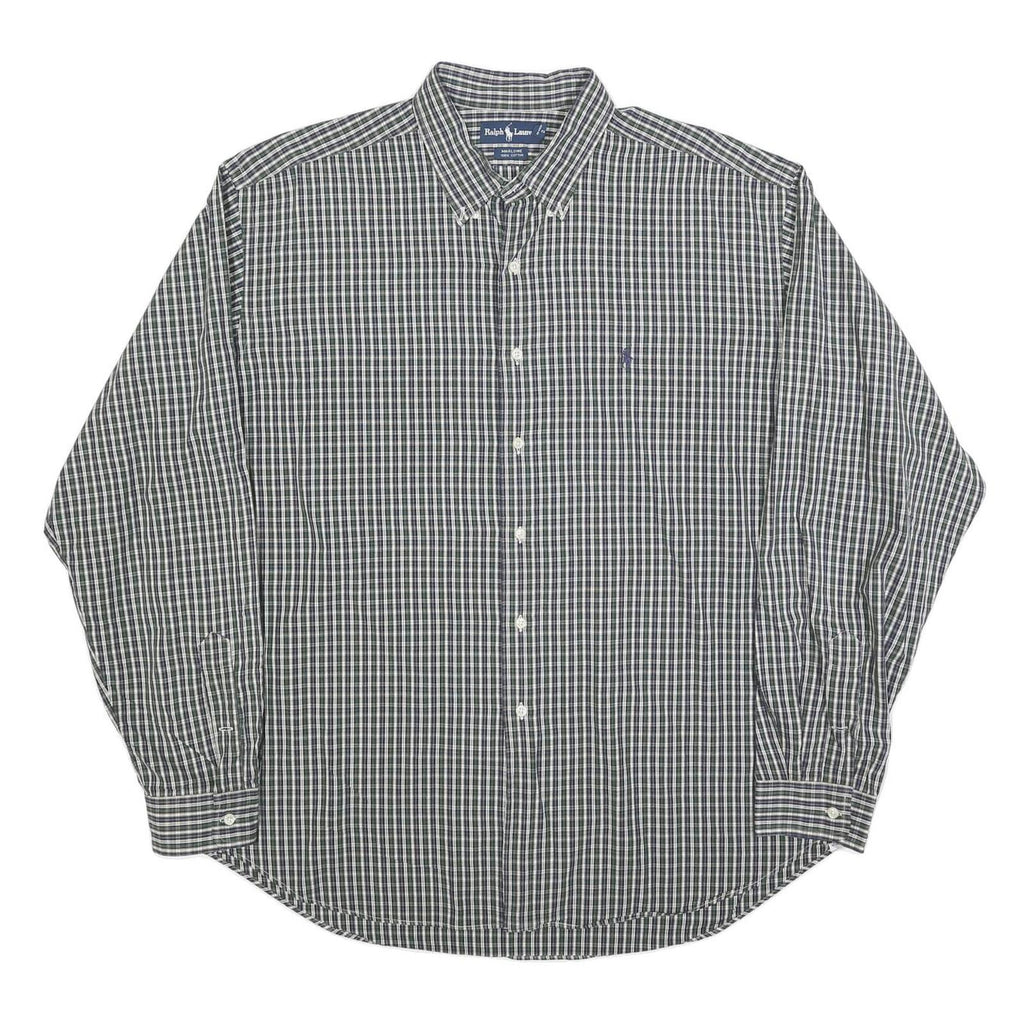 RALPH LAUREN Mens Green Check Shirt 2XL Long Sleeve Button-Down Collar Cotton