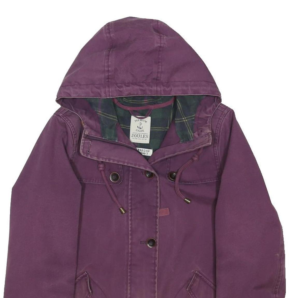 JOULES Womens Purple Hooded Zip Jacket UK 10 Cotton Blend Casual Outerwear