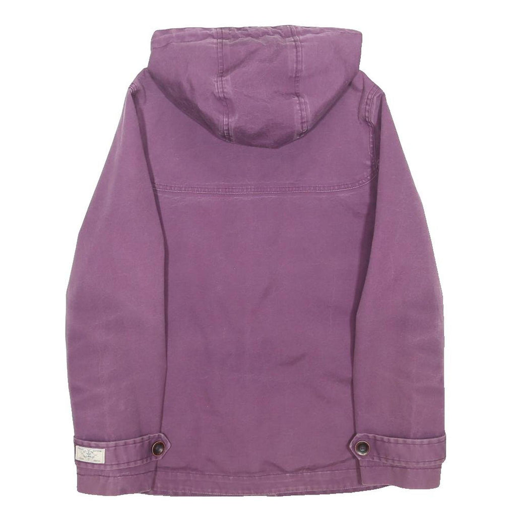 JOULES Womens Purple Hooded Zip Jacket UK 10 Cotton Blend Casual Outerwear