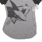 MAJESTIC Womens Grey & Black Graphic T-Shirt S Short Sleeve V-Neck Comfortable