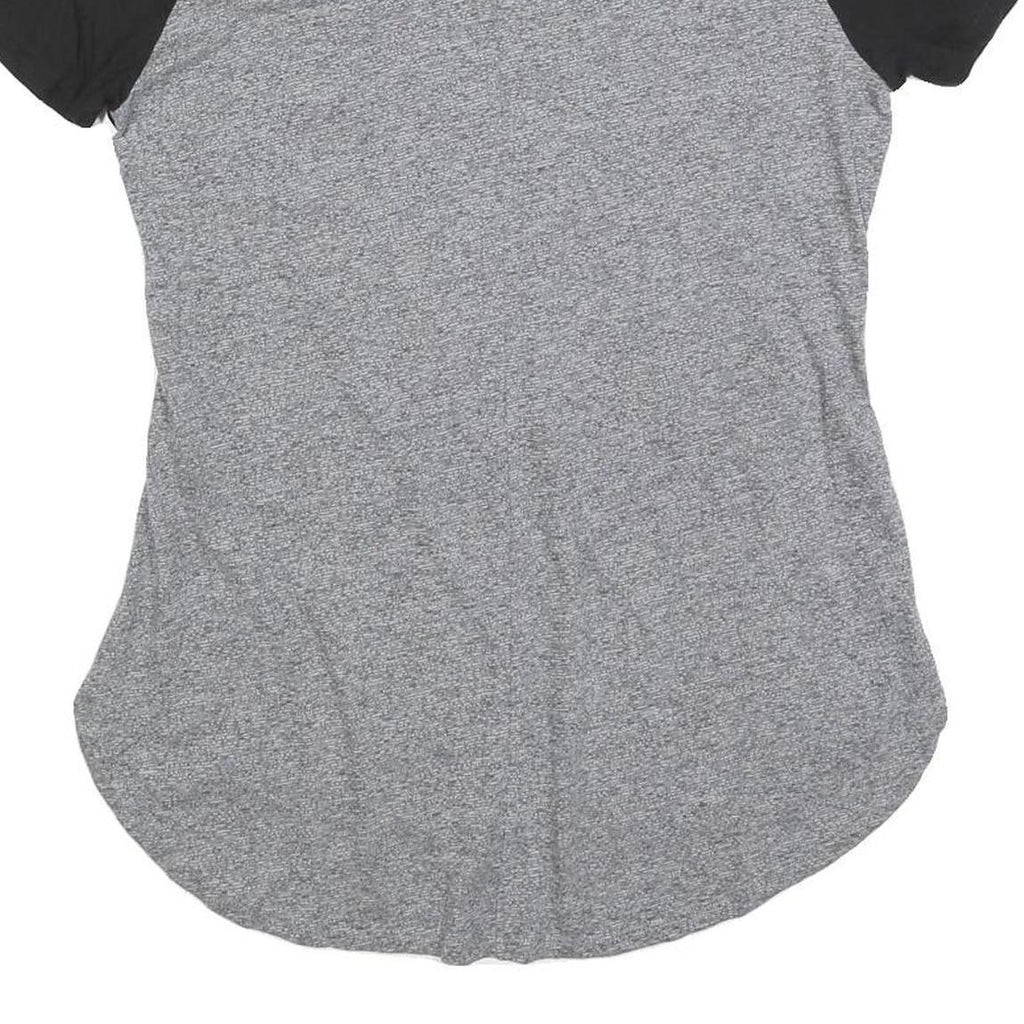 MAJESTIC Womens Grey & Black Graphic T-Shirt S Short Sleeve V-Neck Comfortable