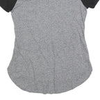 MAJESTIC Womens Grey & Black Graphic T-Shirt S Short Sleeve V-Neck Comfortable