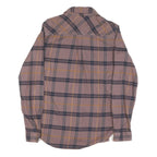 CARHARTT Womens Brown & Navy Checked Shirt S Cotton Blend Casual Workwear