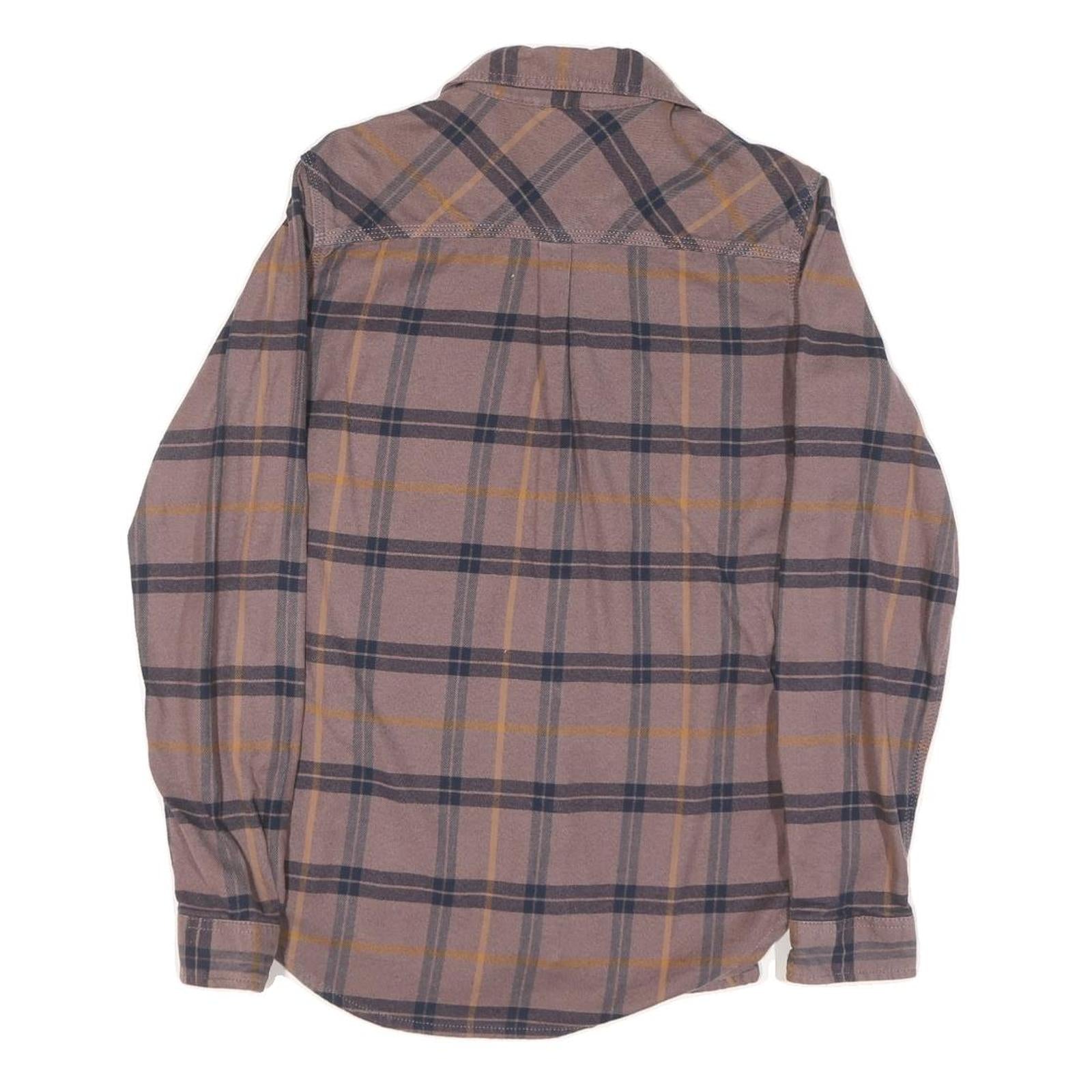 CARHARTT Womens Brown & Navy Checked Shirt S Cotton Blend Casual Workwear