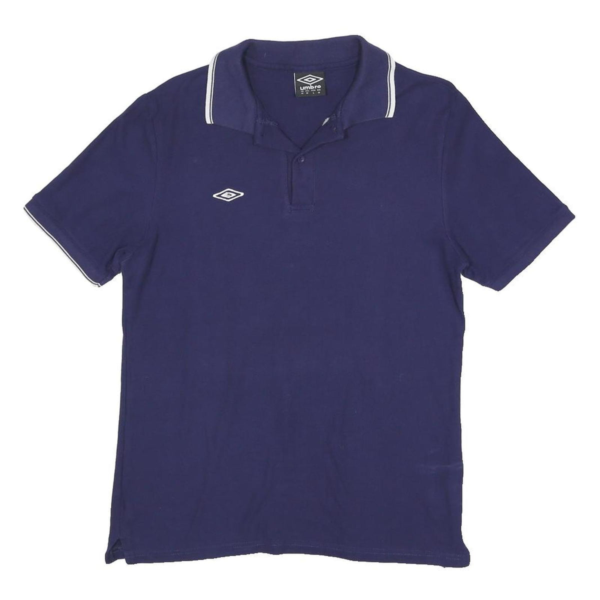 UMBRO Womens Blue Short Sleeve Plain Polo Shirt M Cotton Sport Casual