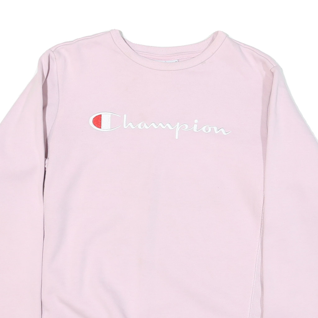 CHAMPION Womens Pink Cotton Blend Crew Neck XL Embroidered Logo Sweatshirt