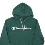 CHAMPION Mens Green Hoodie S Cotton Blend Pullover Logo Hooded Sweatshirt