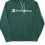 CHAMPION Mens Green Hoodie S Cotton Blend Pullover Logo Hooded Sweatshirt