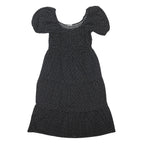 PEP&CO Womens Black Polka Dot Day Dress Viscose Blend Puff Sleeve Midi L