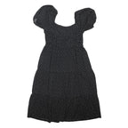 PEP&CO Womens Black Polka Dot Day Dress Viscose Blend Puff Sleeve Midi L