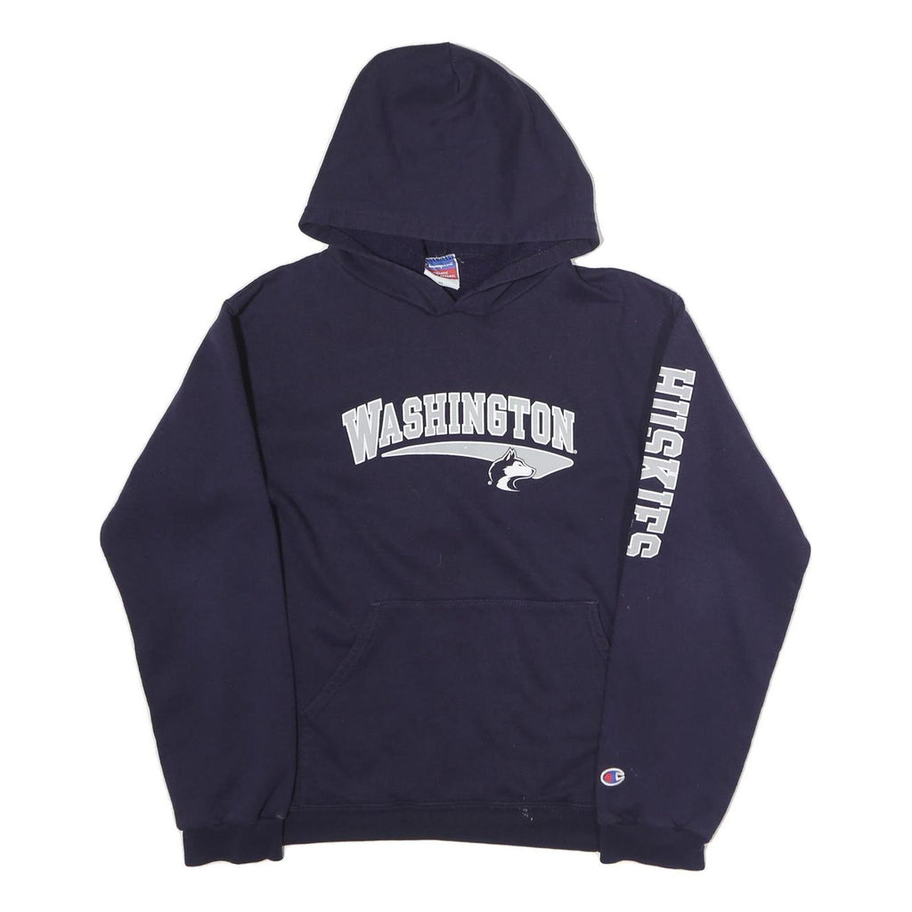 CHAMPION Mens Navy Washington Huskies Pullover Hoodie XL Cotton Blend