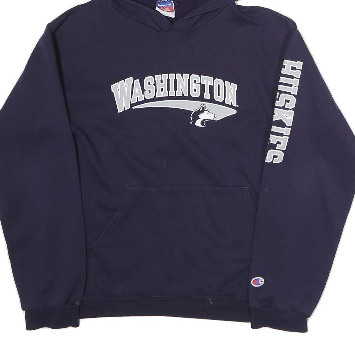 CHAMPION Mens Navy Washington Huskies Pullover Hoodie XL Cotton Blend