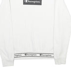 CHAMPION Mens White Cotton Blend Sweatshirt S Crew Neck Pullover Logo Print