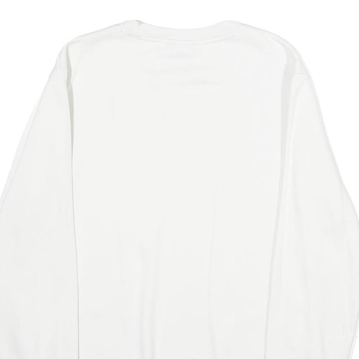 CHAMPION Mens White Cotton Blend Sweatshirt S Crew Neck Pullover Logo Print