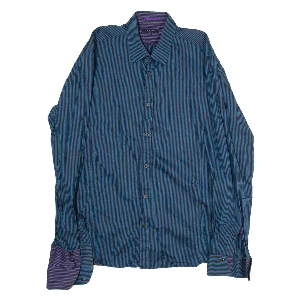TED BAKER Mens Shirt Blue Striped Long Sleeve M