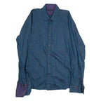 TED BAKER Mens Shirt Blue Striped Long Sleeve M
