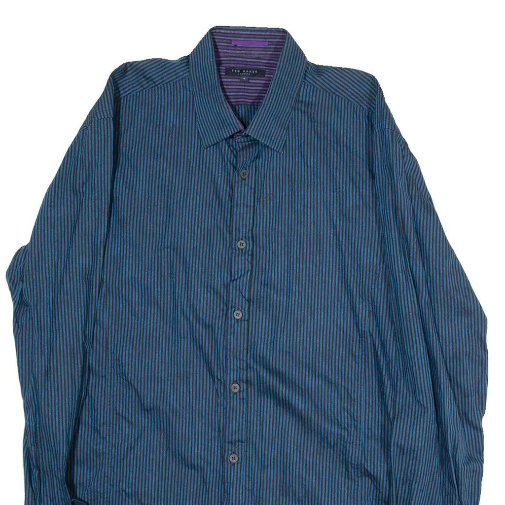TED BAKER Mens Shirt Blue Striped Long Sleeve M