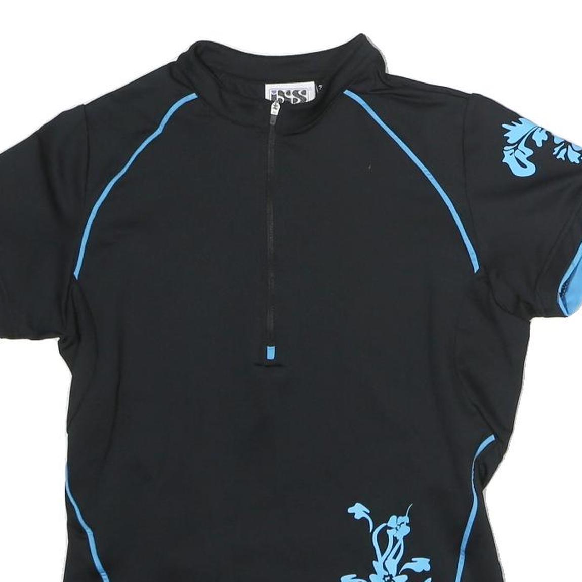 IXS Womens Black & Blue Graphic T-Shirt S Short Sleeve Round Neck Performance