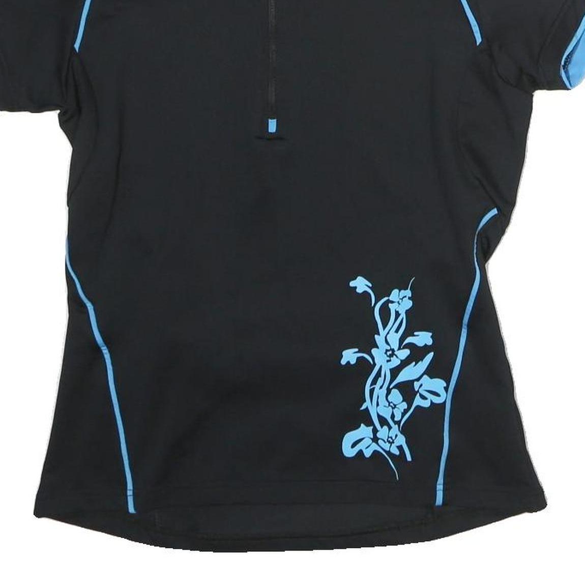 IXS Womens Black & Blue Graphic T-Shirt S Short Sleeve Round Neck Performance