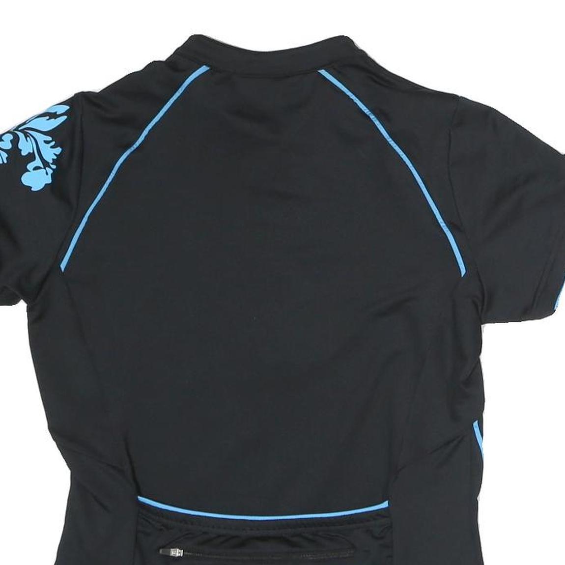 IXS Womens Black & Blue Graphic T-Shirt S Short Sleeve Round Neck Performance