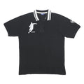 ASICS Mens Black Short Sleeve Embroidered Logo Cotton Polo Shirt L Sporty