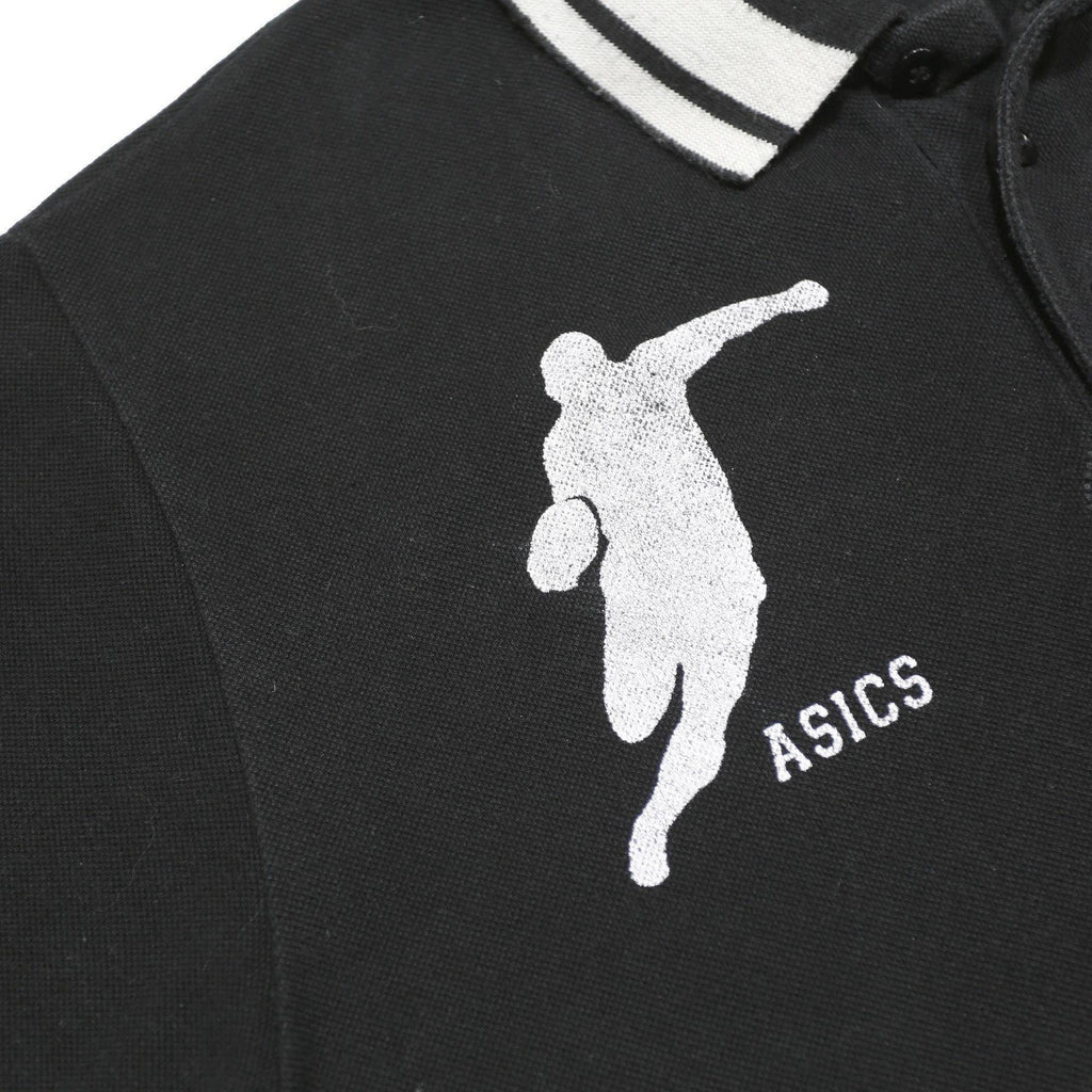 ASICS Mens Black Short Sleeve Embroidered Logo Cotton Polo Shirt L Sporty