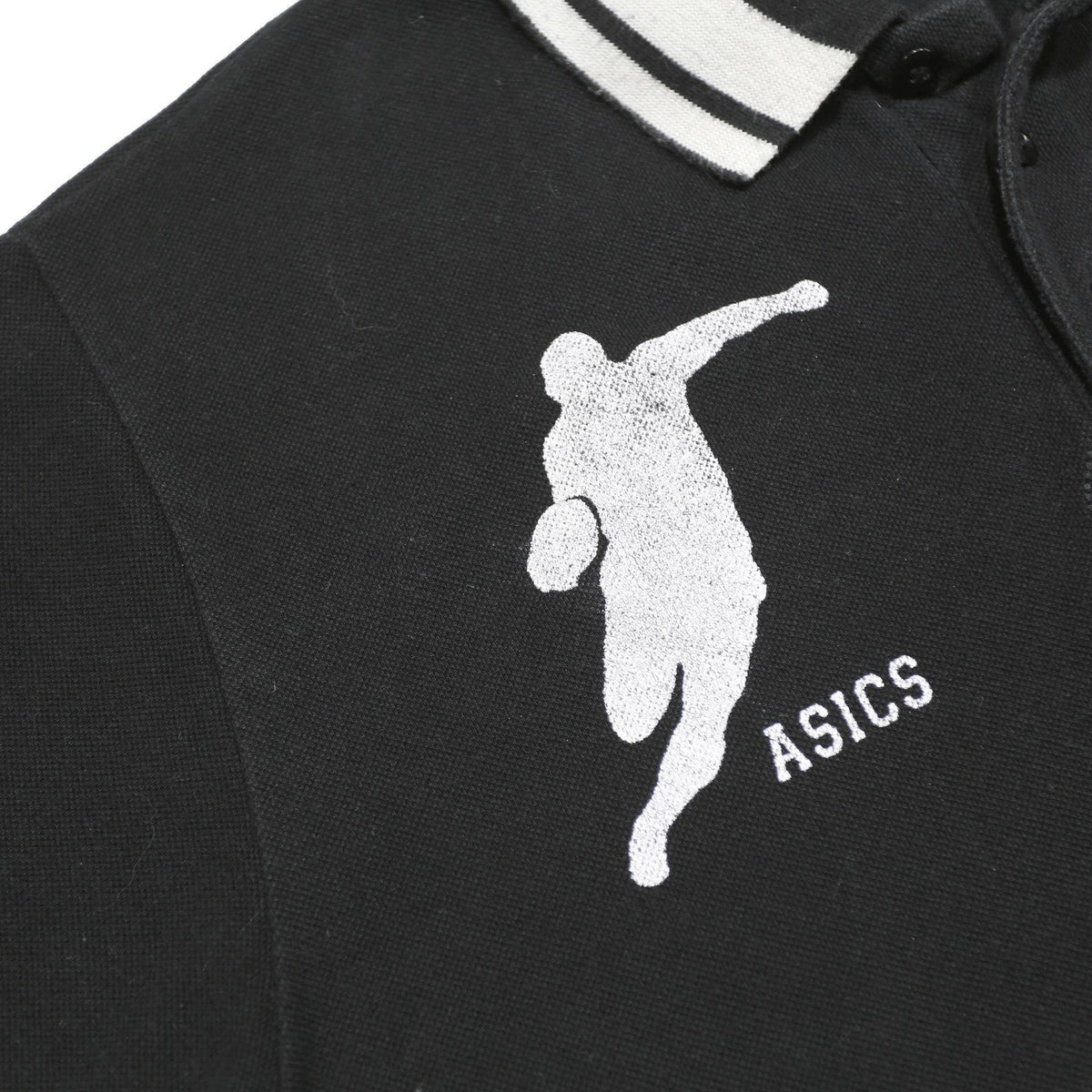 ASICS Mens Black Short Sleeve Embroidered Logo Cotton Polo Shirt L Sporty