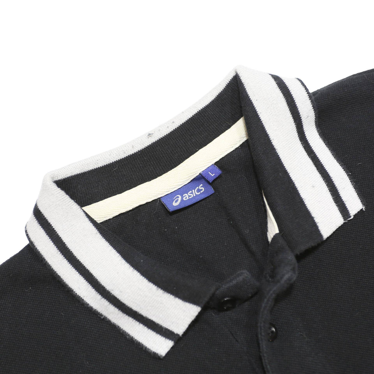 ASICS Mens Black Short Sleeve Embroidered Logo Cotton Polo Shirt L Sporty