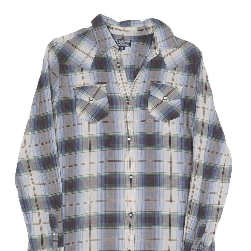 RALPH LAUREN POLO JEANS COMPANY Womens Blue Green Check Cotton Blend Shirt Dress