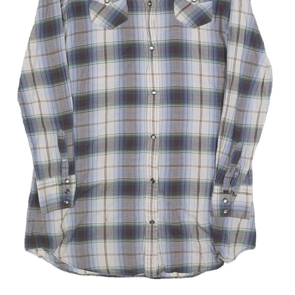 RALPH LAUREN POLO JEANS COMPANY Womens Blue Green Check Cotton Blend Shirt Dress