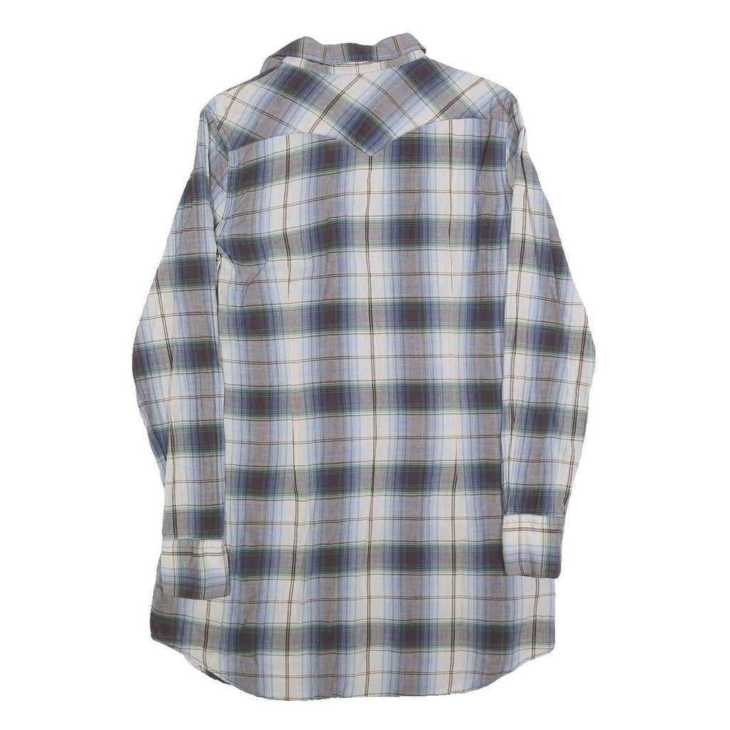 RALPH LAUREN POLO JEANS COMPANY Womens Blue Green Check Cotton Blend Shirt Dress