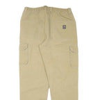 THINK PINK Mens Cotton Blend Beige Relaxed Cargo Trousers W34 L33 Casual Zip