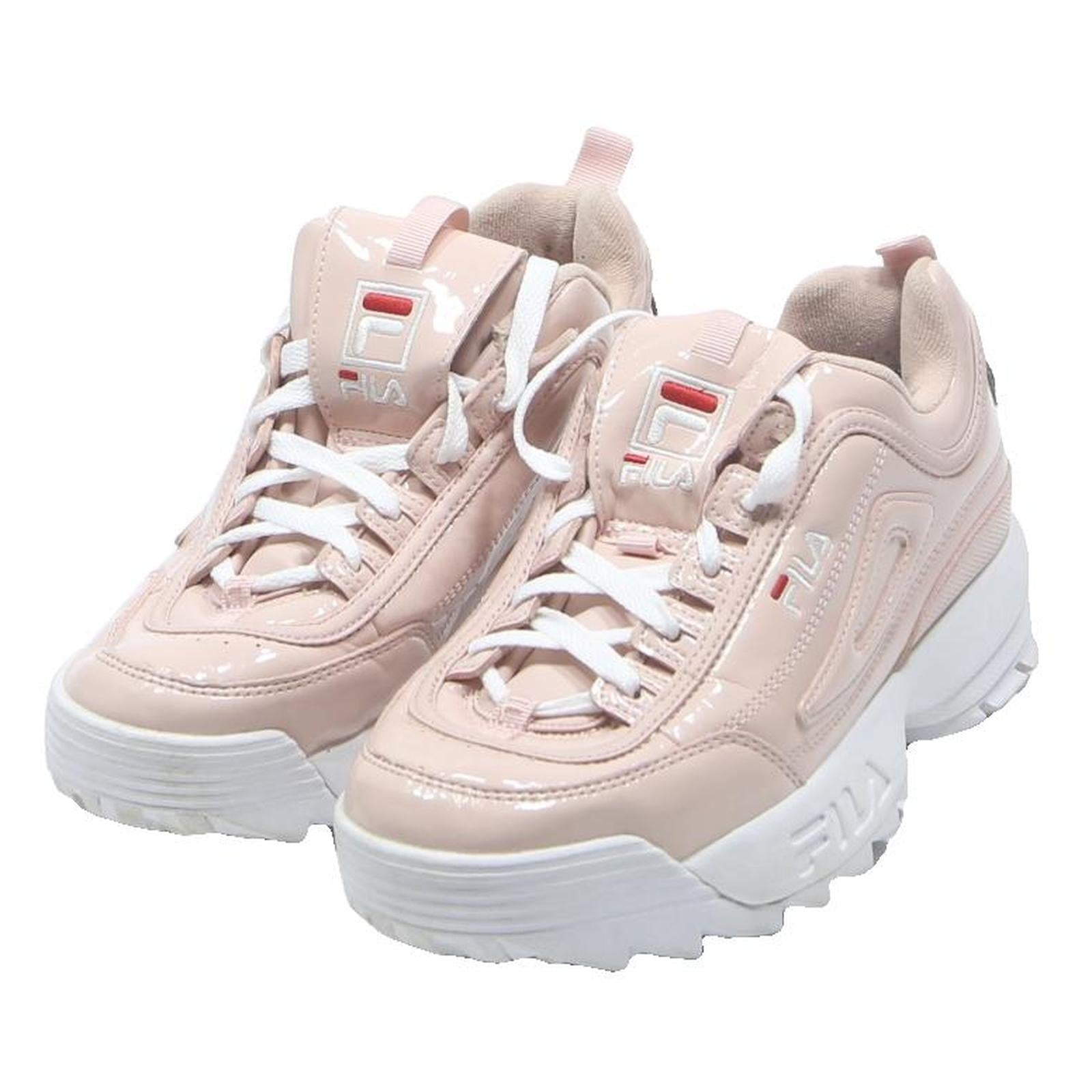 FILA Disruptor Womens Leather Synthetic Trainers Pink UK 5 Chunky Sports