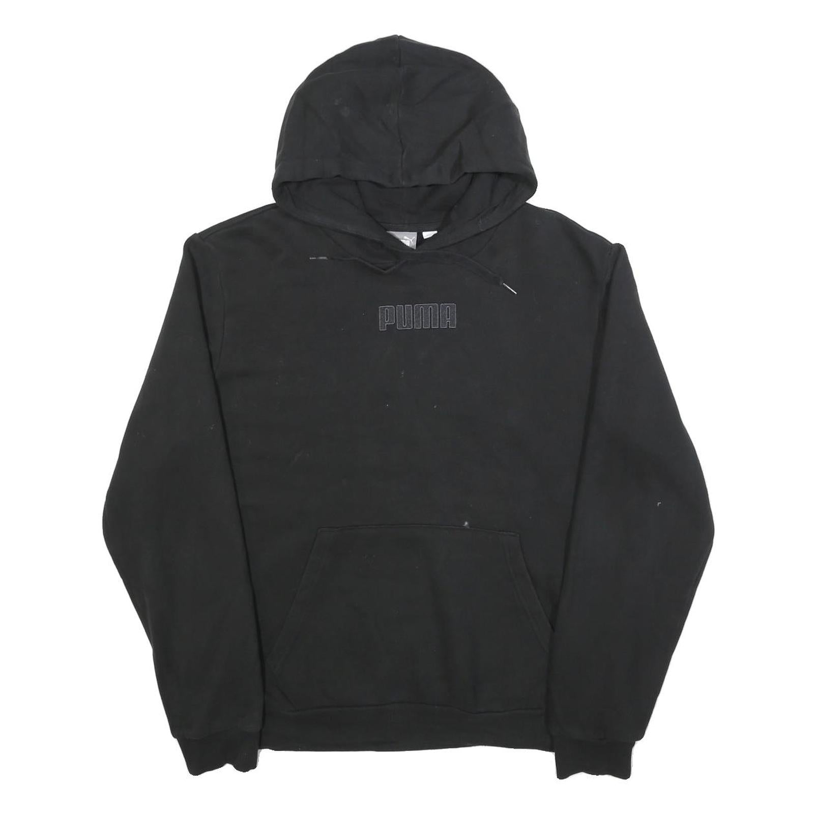 PUMA Mens Black Hoodie M Cotton Blend Pullover Casual Sportswear