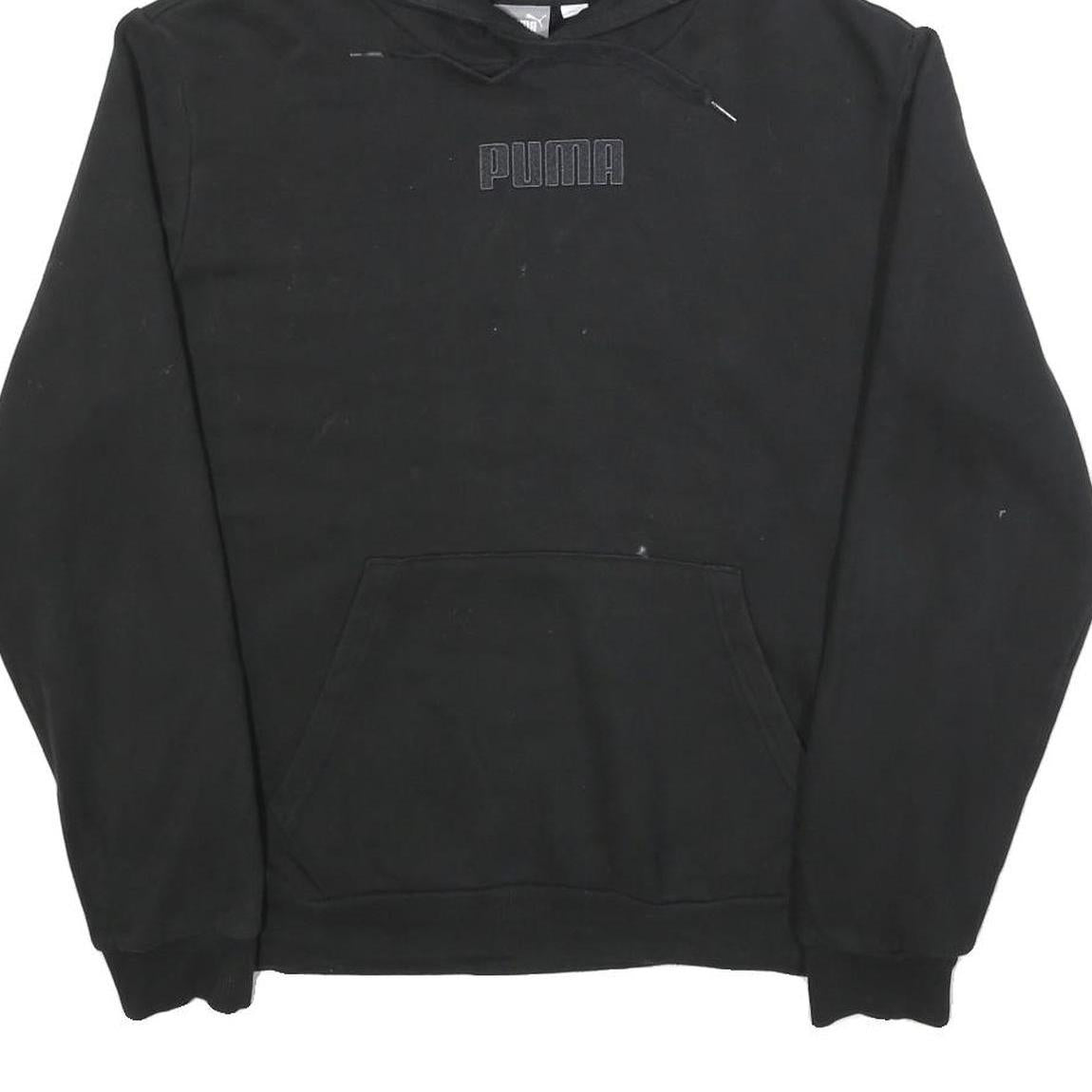 PUMA Mens Black Hoodie M Cotton Blend Pullover Casual Sportswear