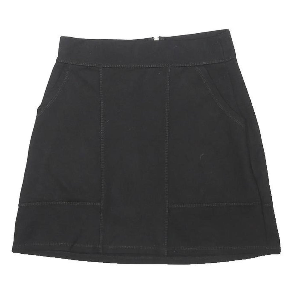 MISS SELFRIDGE Womens Black Mini Cotton Blend Skirt Zip Pockets UK 8 Casual