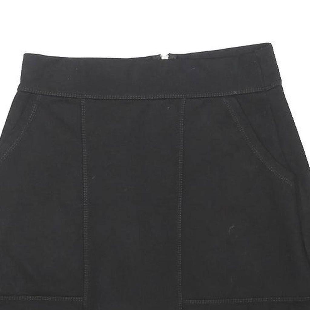 MISS SELFRIDGE Womens Black Mini Cotton Blend Skirt Zip Pockets UK 8 Casual