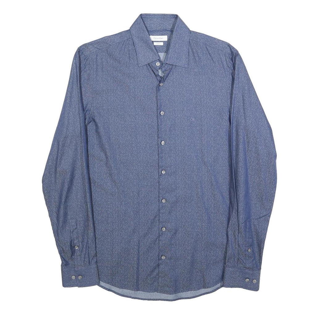 CALVIN KLEIN Mens Blue Shirt M Cotton Blend Long Sleeve Button Shirt