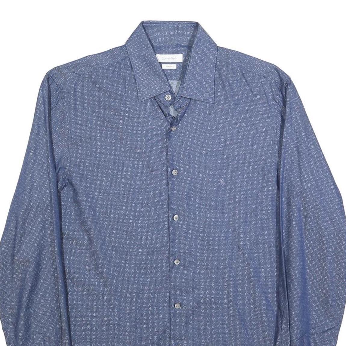 CALVIN KLEIN Mens Blue Shirt M Cotton Blend Long Sleeve Button Shirt