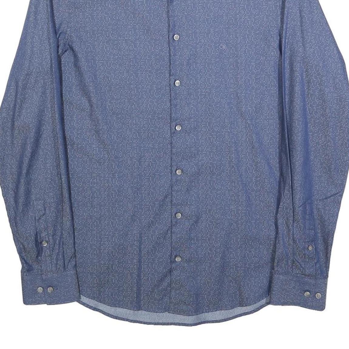 CALVIN KLEIN Mens Blue Shirt M Cotton Blend Long Sleeve Button Shirt